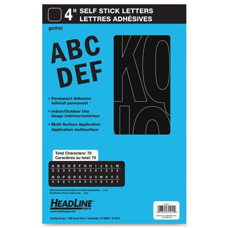 Lettres et chiffres en vinyle Geosign Lettres noires majuscules 100 mm (4")