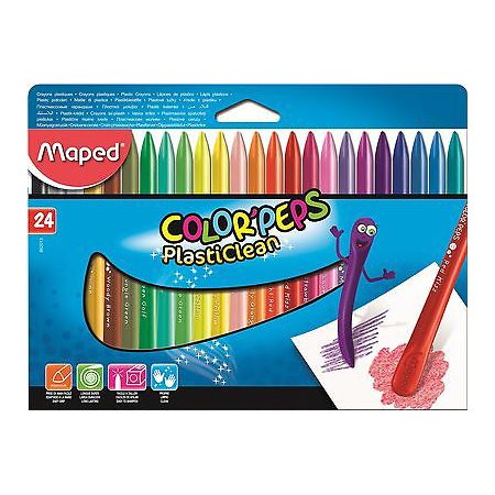 Crayons de couleur plastiques "PlastiClean" - Paquet de 24