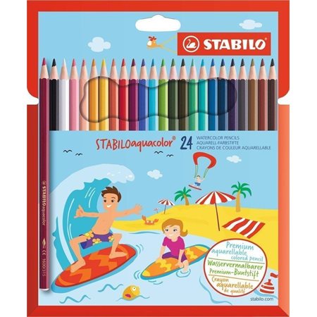 Ensemble de 24 crayons Aquacolor Stabilo