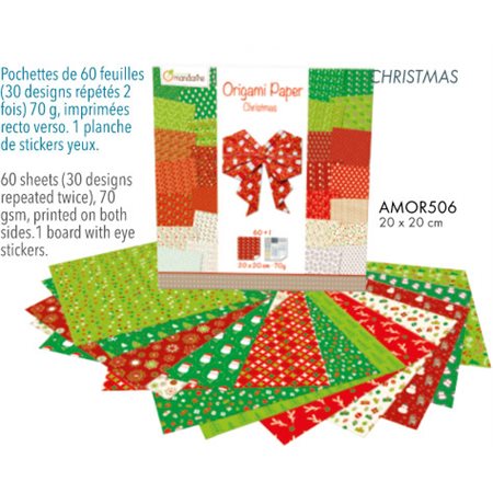 Origami papier de Noël 20 x 20  60 feuilles