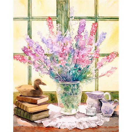 Peinture à numéros Intermédiaire - Bouquet de lupin (Cadre)
