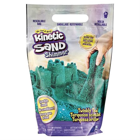Kinetic Sand - Sac de sable Shimmer 2lbs -Turquoise brillant