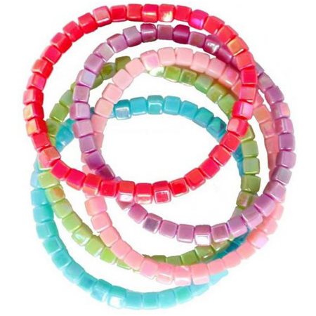 Ensemble de bracelets de pierres teintées multicolores (5)