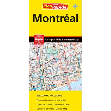 Montréal, carte de rue facile à plier, indéchirable