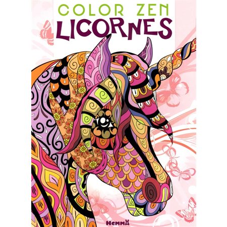 Licornes: color zen : fond printanier