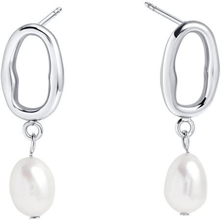 Boucles pendantes perles Papaya - Argent
