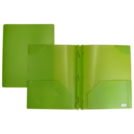 Portfolio de plastique avec attaches et pochettes, vert pâle