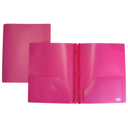 Portfolio de plastique avec attaches et pochettes, rose