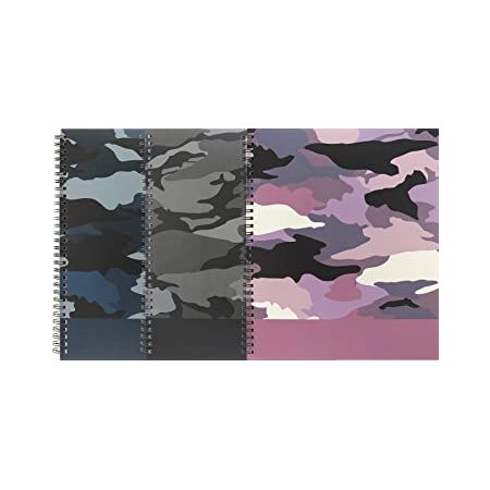 Cahier spirale camouflage 160 pages 10.5x8 5 / 8 assorti