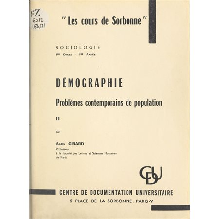 Démographie : problèmes contemporains de population