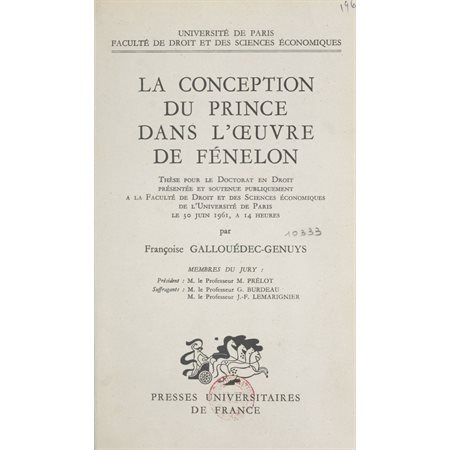 La conception du prince dans l'œuvre de Fénelon