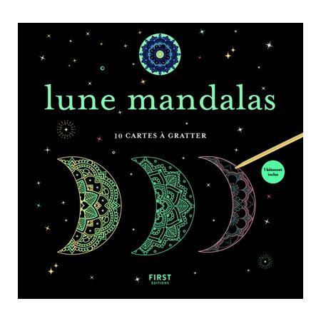 Lune mandalas: 10 cartes à gratter
