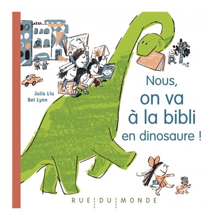 Nous, on va à la bibli en dinosaure !