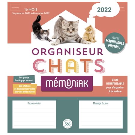 Organiseur chats 2021-2022: septembre 2021 à décembre 2022