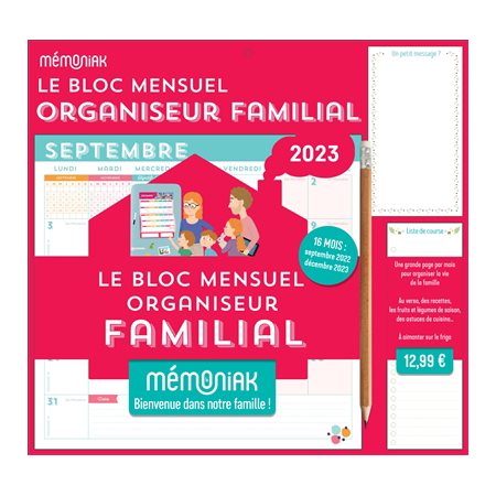 Le bloc mensuel organiseur familial Mémoniak 2022-2023