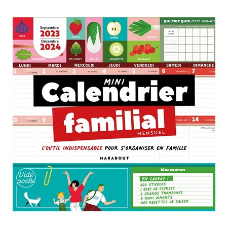Mini calendrier familial mensuel: 2023-2024