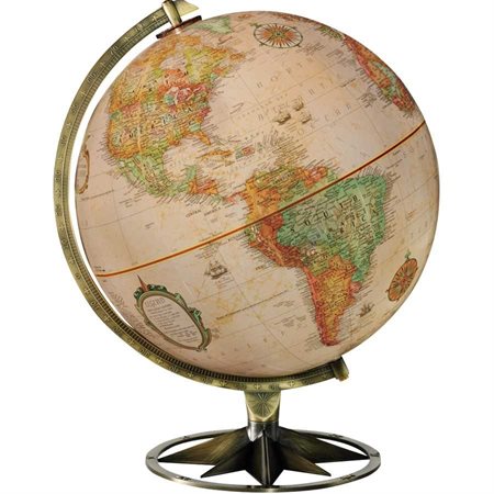 Globe terrestre antique Compass Rose français